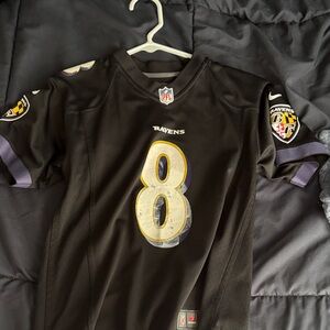 Nike Black Baltimore Ravens #8 Football Jersey with Purple & Gold Accents